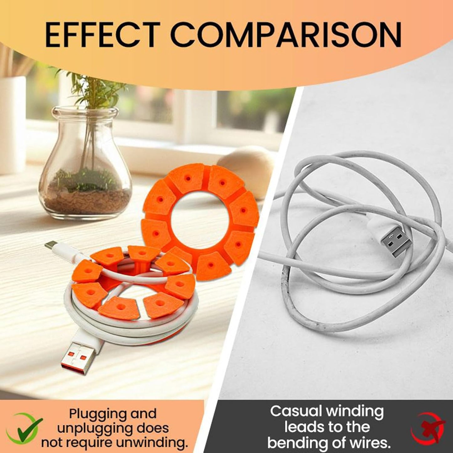 Generic Cable Organizer Cord Holder Keeper | Portable Charger and Wire Winding Holder for Desk, Bedside, Kitchen