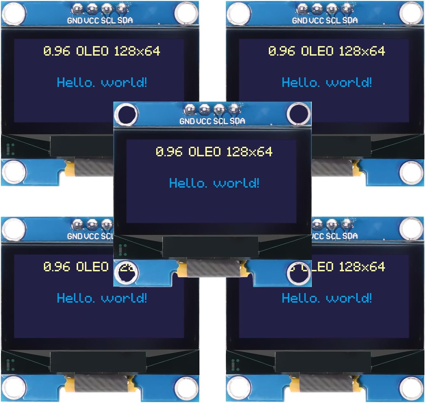 AYWHP 5 0.96 Inch I2C 128x64 Pcs OLED IIC Display Module, Pixel Serial Display Board, Module for Arduino Display
