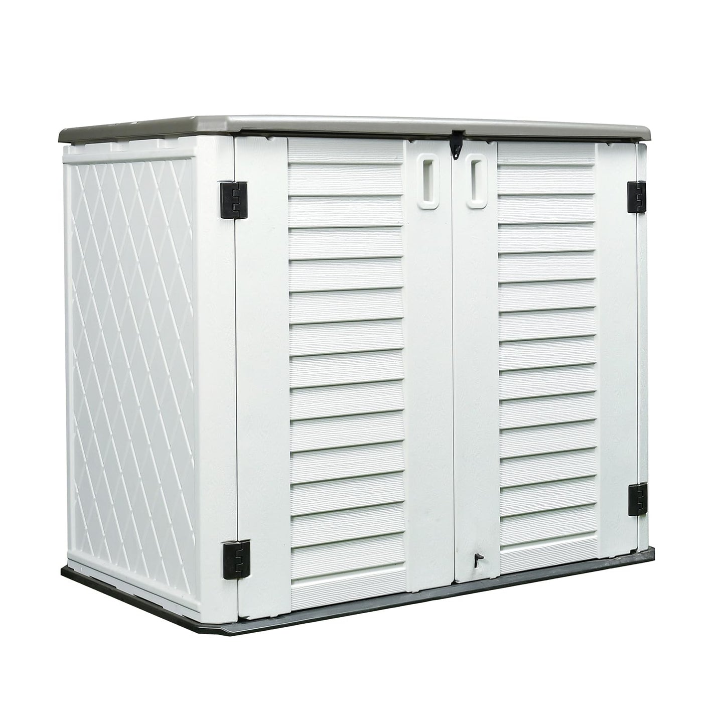 HOMSPARK Storage Shed Weather Resistance, Multi-Purpose Outdoor Storage Cabinet Waterproof, Outdoor Storage Cabinet for Bike, Garbage Cans, Lawnmower, Garden Accessories (off white, Standard-26 cu ft)