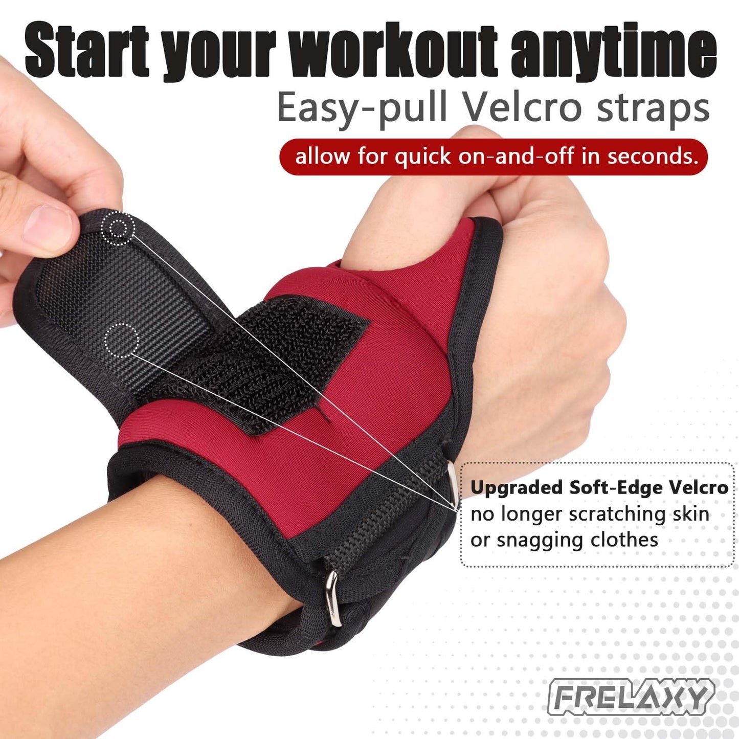 Frelaxy Wrist Weights with Thumb Loops Lock for Men Women 1lb*2 2lbs*2 3lbs*2 Ankle Weights Weighted Gloves for Running Strength Training Yoga Walking Exercises (Red, 1 lb x 2)