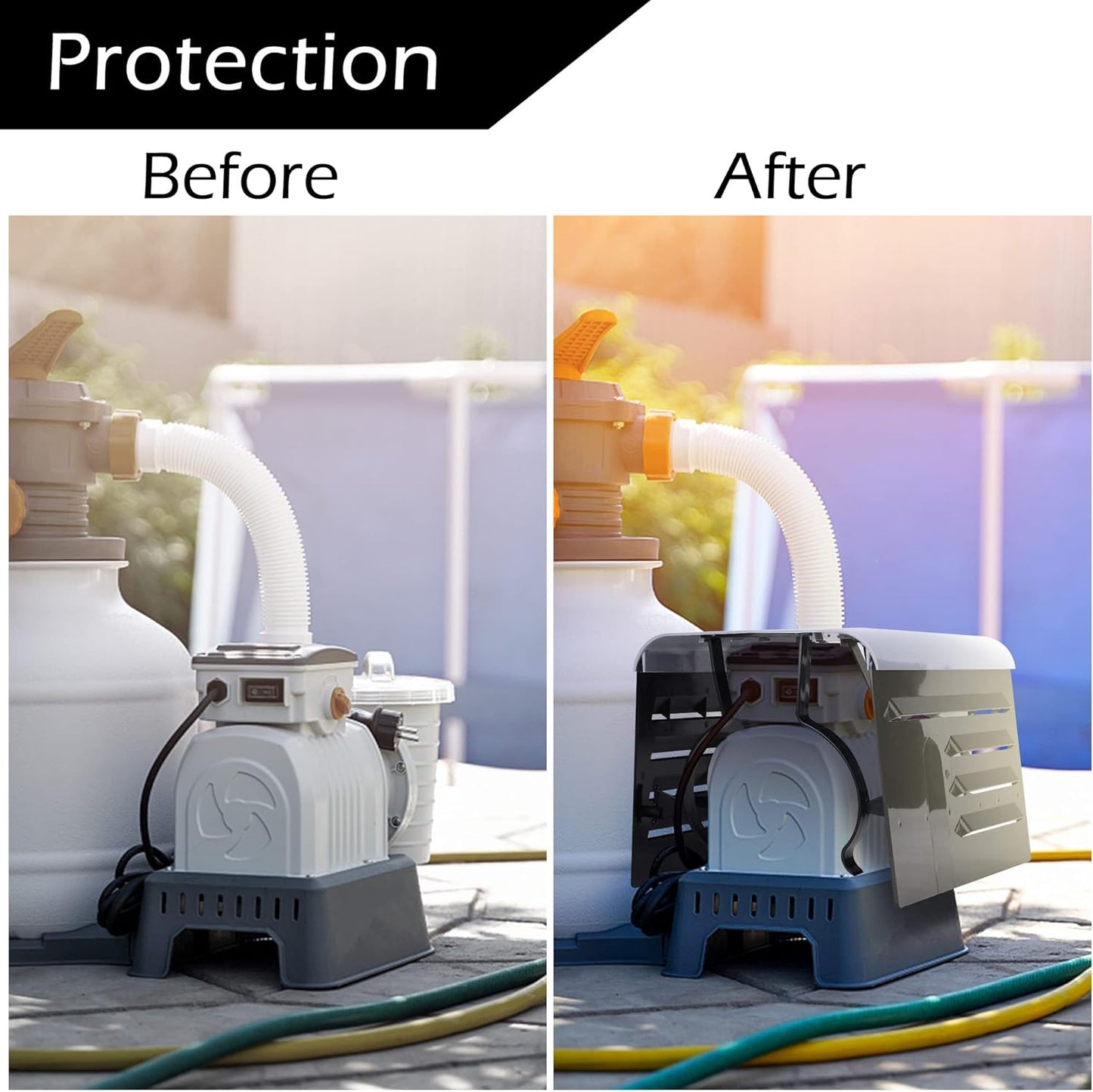 RunNico Pool Pump Cover - Adjustable ABS Protection for Above Ground Swimming Pool Units