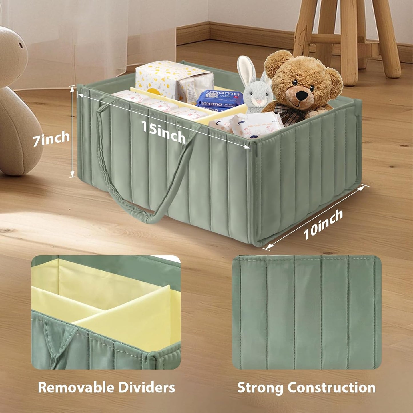 Skiennix Baby Diaper Caddy Organizer - Stylish Nursery Storage Bin for Diapers & Wipes | Perfect Baby Shower Gift