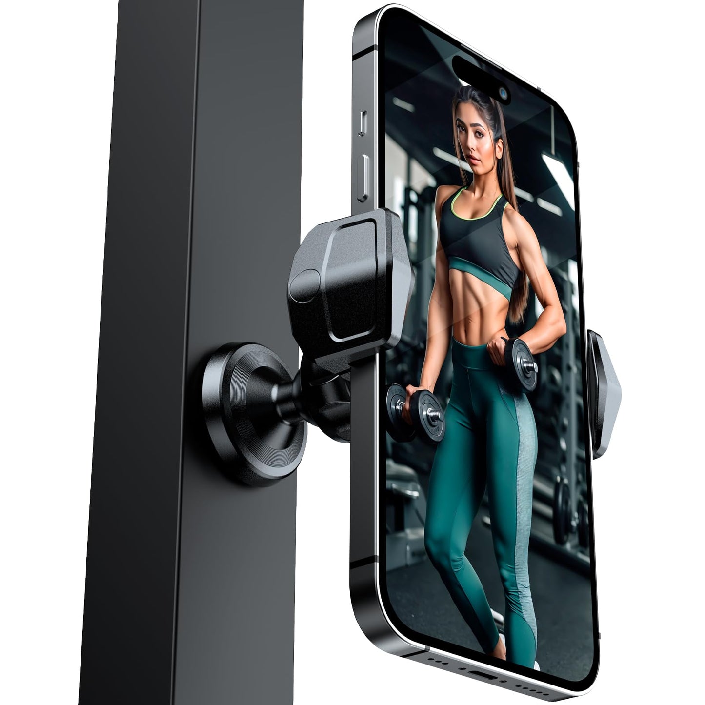 NIYEVN Gym Magnetic Phone Holder, 360° Rotatable Magnet Phone Holder for Gym Workout-Record, [N55 Super Magnet] Magnetic Cellphone Holder for All 4-7 Inch Smartphones