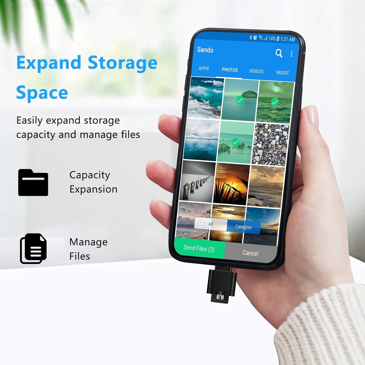 Seminer TF Card Reader, Micro SD Card Reader, Type C TF Memory Card Reader Adapter with USB C to USB Adapter Compatible
