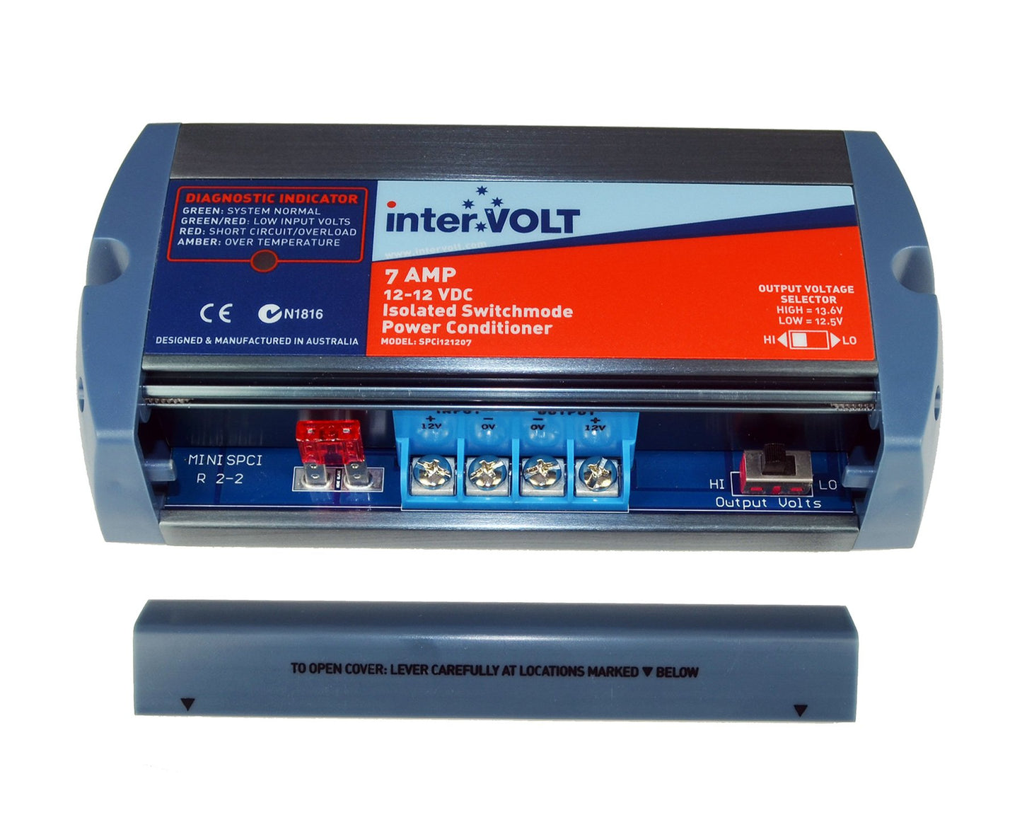 interVOLT 12V Stabilizer/Voltage Regulator/Power Conditioner/Battery Charger (10-16 VDC Input - 12.5/13.6 VDC Output) - Heavy Duty 7A DC-DC Isolated - Model SPCi121207