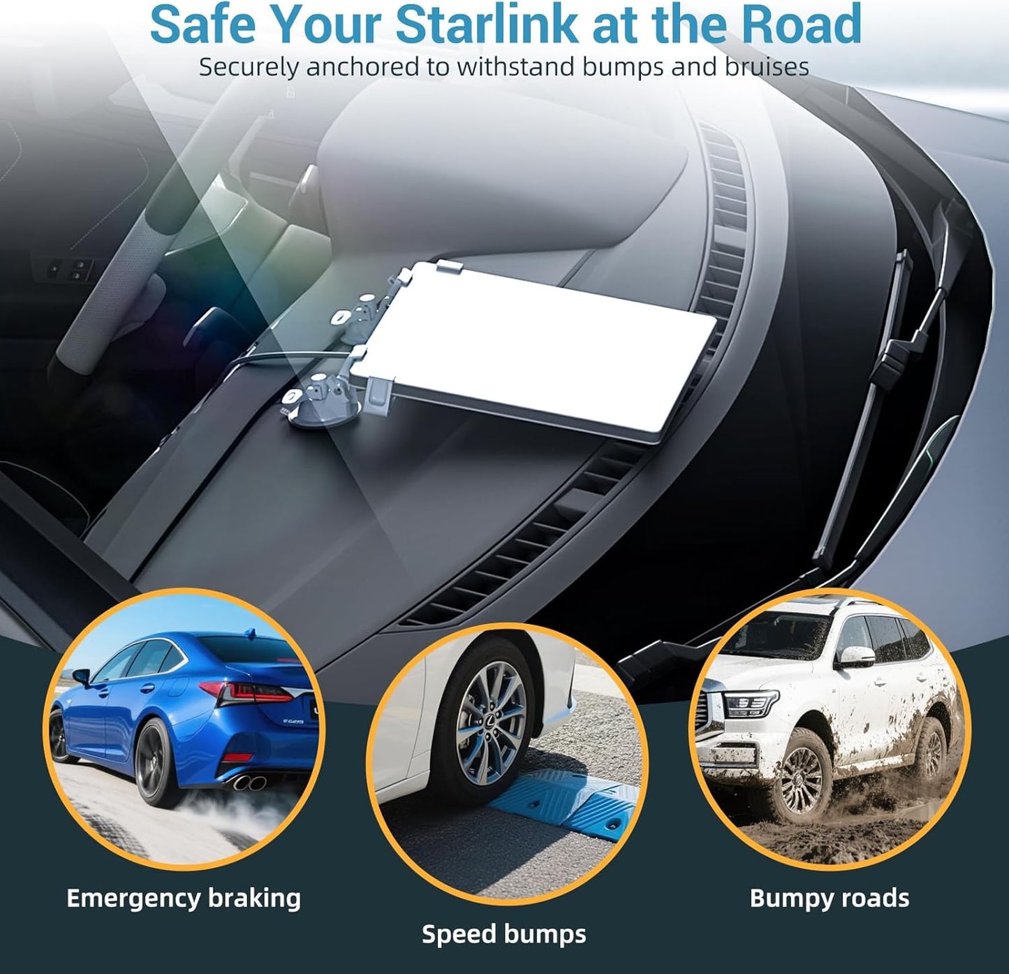 FlenKn Mini Car Mount for Starlink Dashboard, Star-link Mini Mount Adjustable Suction Cup for Car, Vehicle, RV Dash