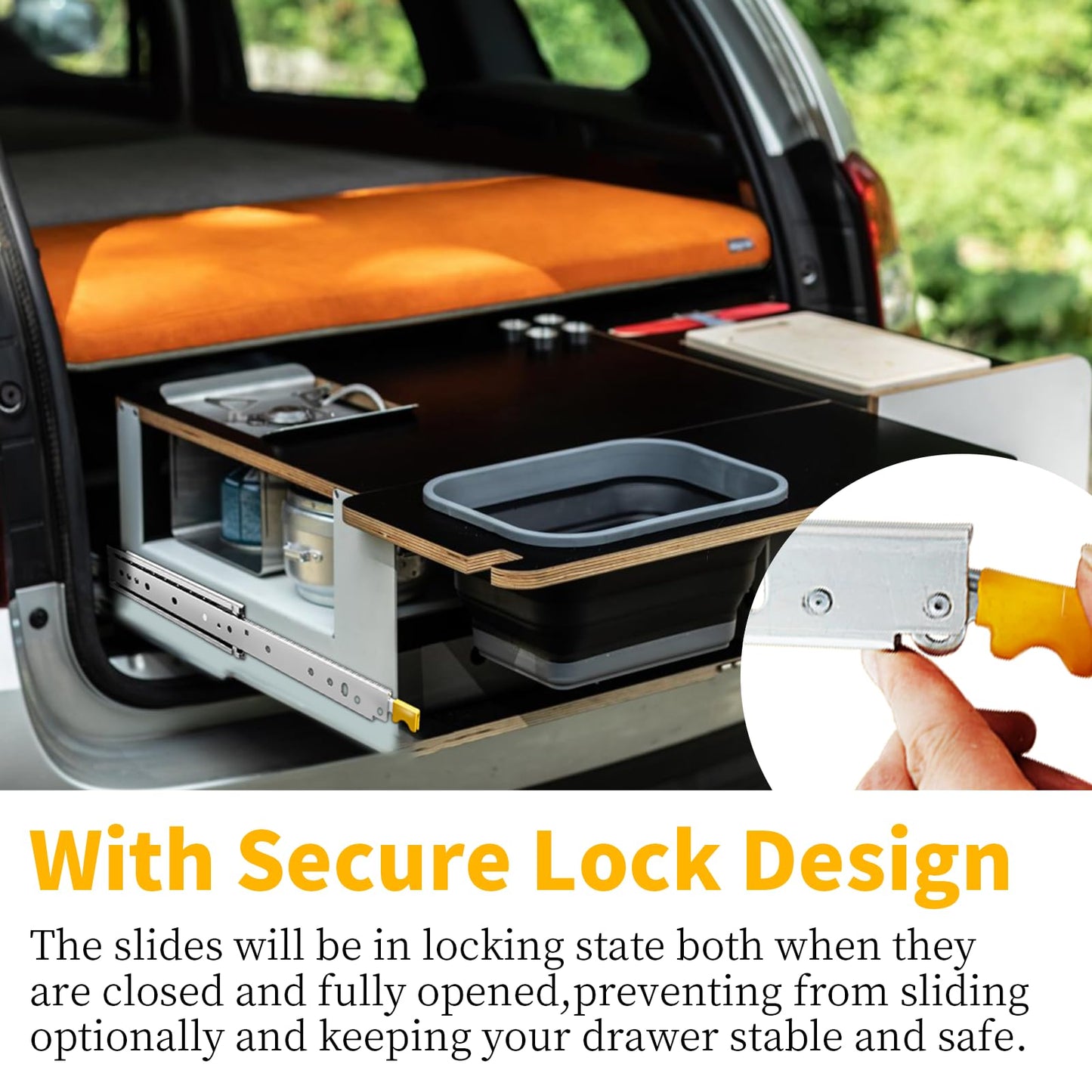 Heavy Duty Locking Drawer Slides Full Extension Runners with Lock 12 14 16 18 20 22 24 26 28 30 32 34 36 38 40 44 48 52 56 60 Inch Side Mount Rails for Drawer Capacity 500lb 1 Pair