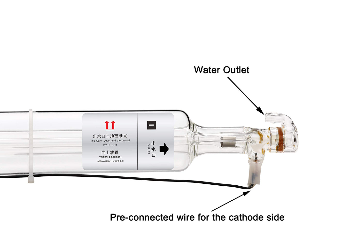 TEN-HIGH 40W CO2 Laser Tube 700mm D50mm, Wires Preconnected with Coating, for Laser Cutter Laser Engraving Cutting Machine