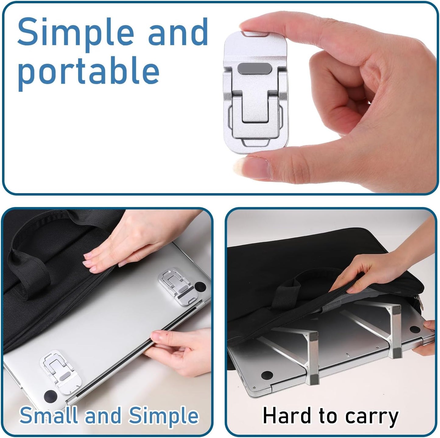 Bewudy 2 Pcs Portable Keyboard Riser With Dual Tilt Angle Adjustment, Foldable Laptop Stand, Mini Computer Stand