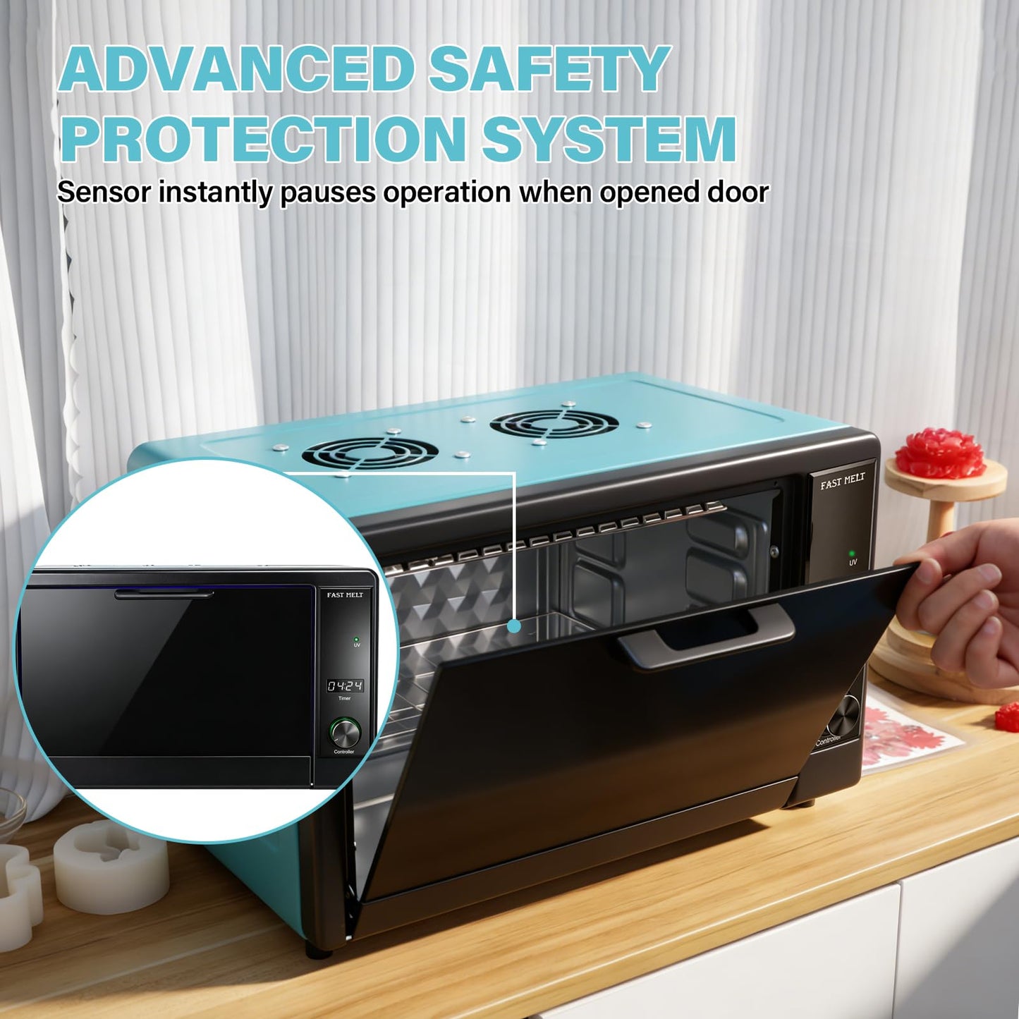 10L Large 395nm UV Resin Curing Machine with 150 LEDs & Reflective Cups 30% Faster Curing,Auto-Shutoff Safety Door Sensor, Silent Cooling Fans, HD Display UV Resin Curing Box for Craft DIY Decor