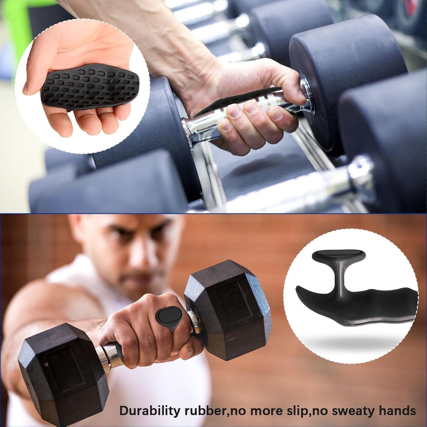 Anti-Slip Workout Grips，Rubber Hand Protector Gloves Improves Grip Strength ，Workout Gloves for Weight Lifting,ryptfit Grips,Pull Up,Dumbbell,Training，Applicable for Both Men and Women (Black)