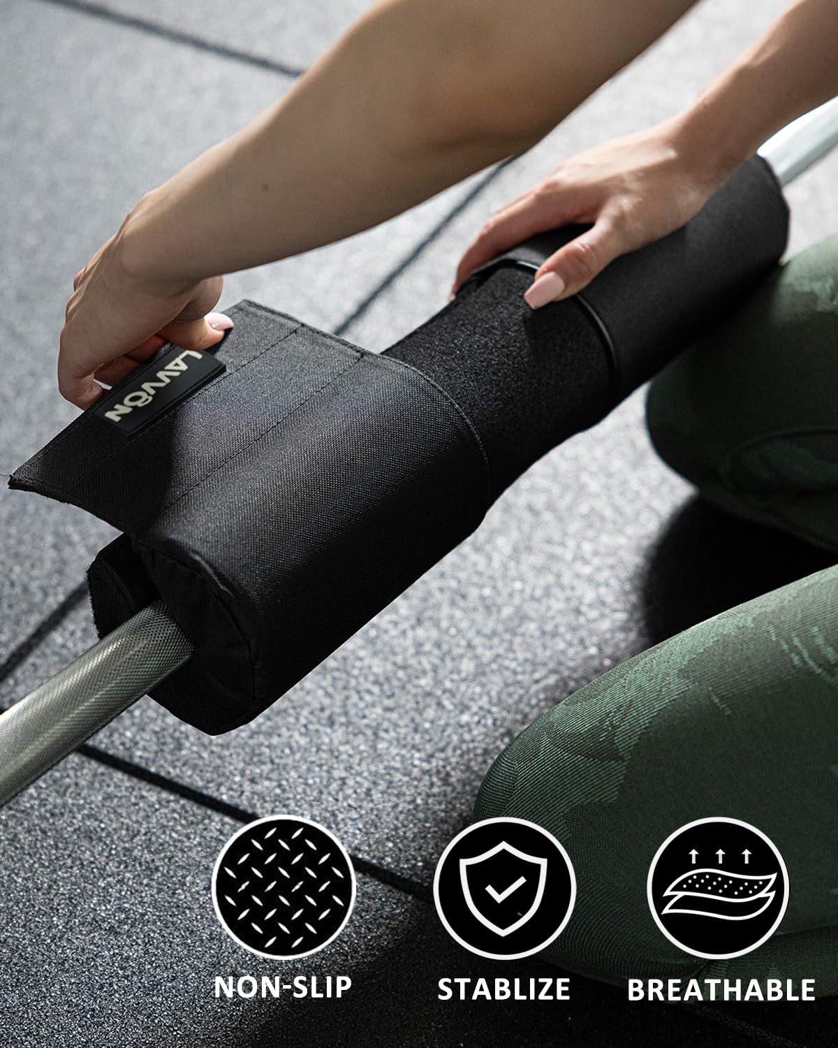 Barbell Squat Pad Nylon Padding AntiSlip- Thick Foam Barbell Pad for Squats Cushion, Lunges&Bar Padding for Hip Thrusts - Standard Weight Bar Pad - Provides Cushion to Neck Shoulders Training