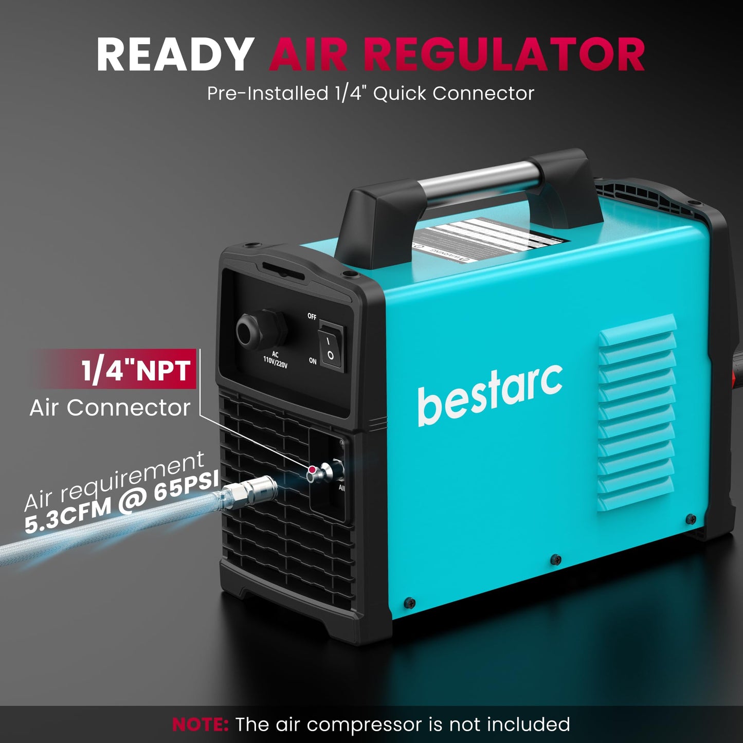 bestarc Pilot Arc Plasma Cutter, [Large LED Display][Air Sensor] 50A Plasma Cutter Machine 110/220V Dual Voltage, 1/2 Inch Clean Cut 4/5 Inch Max Cut, Post Flow Mesh, 2T/4T for Beginners DIY
