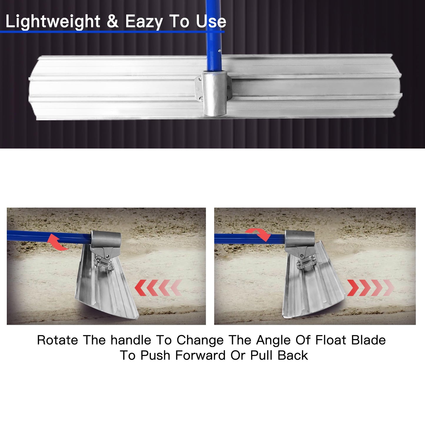 Bull Float Aluminum Magnesium Alloy Concrete Float 48"x8" Round End Board Kit trowel Tool Cement Tools Float Bracket Concrete Finishing Tools With 57" Handle x4 VOYAR