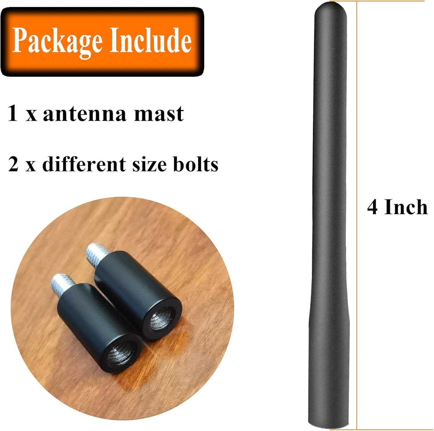 RooFox 4 Inch (1992-2006), Aluminium Antenna Replacement for Chevy Tahoe Chevrolet Tahoe Antenna Mast