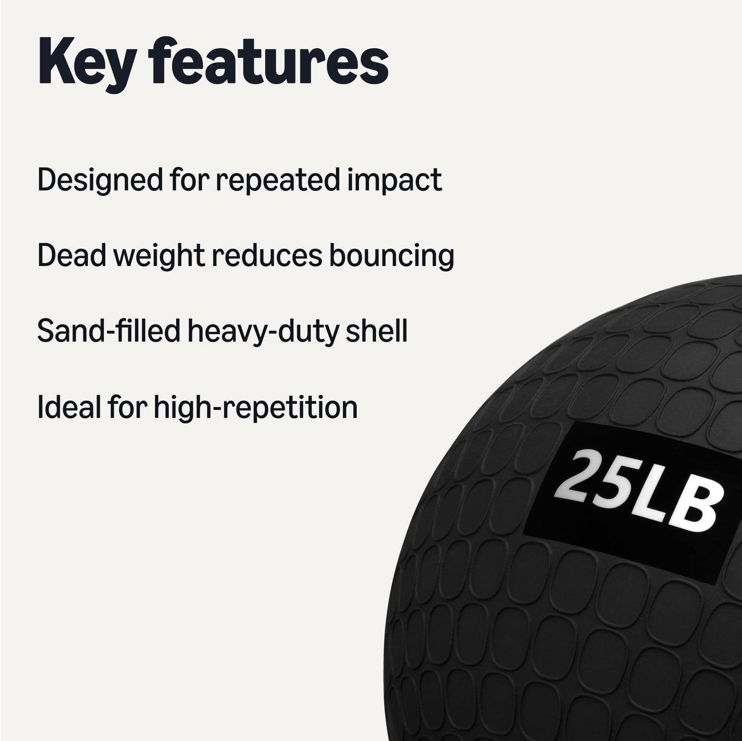 Amazon Basics Heavy-Duty Slam Medicine Ball for Exercise, Weighted Design, 25lb, Black