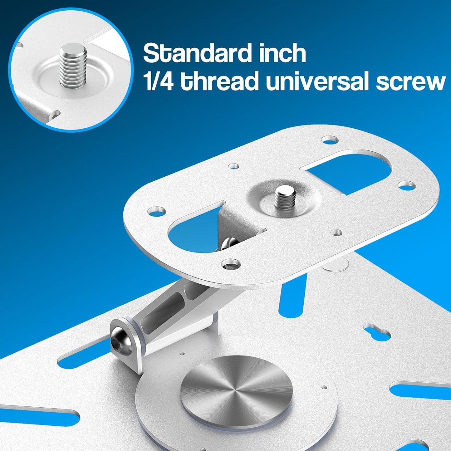 3-in-1 1/4-Inch 360-degree Projector Stand with Cable Ties Desk, Wall and Ceiling Mount with Thread, Foldable, Height