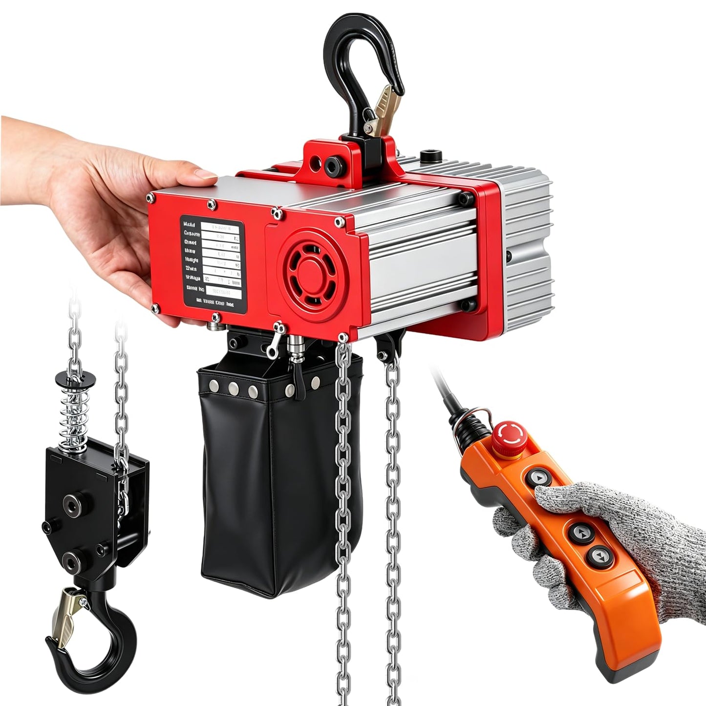 NEWTRY Mini Electric Chain Hoist 1100lb, 11kg Lightweight, 800W Powerful Brushless Motor, 1.7m/min & 5m/min Lifting Speed, 7.5ft Wired Control for Garages, Workshop, Constructions