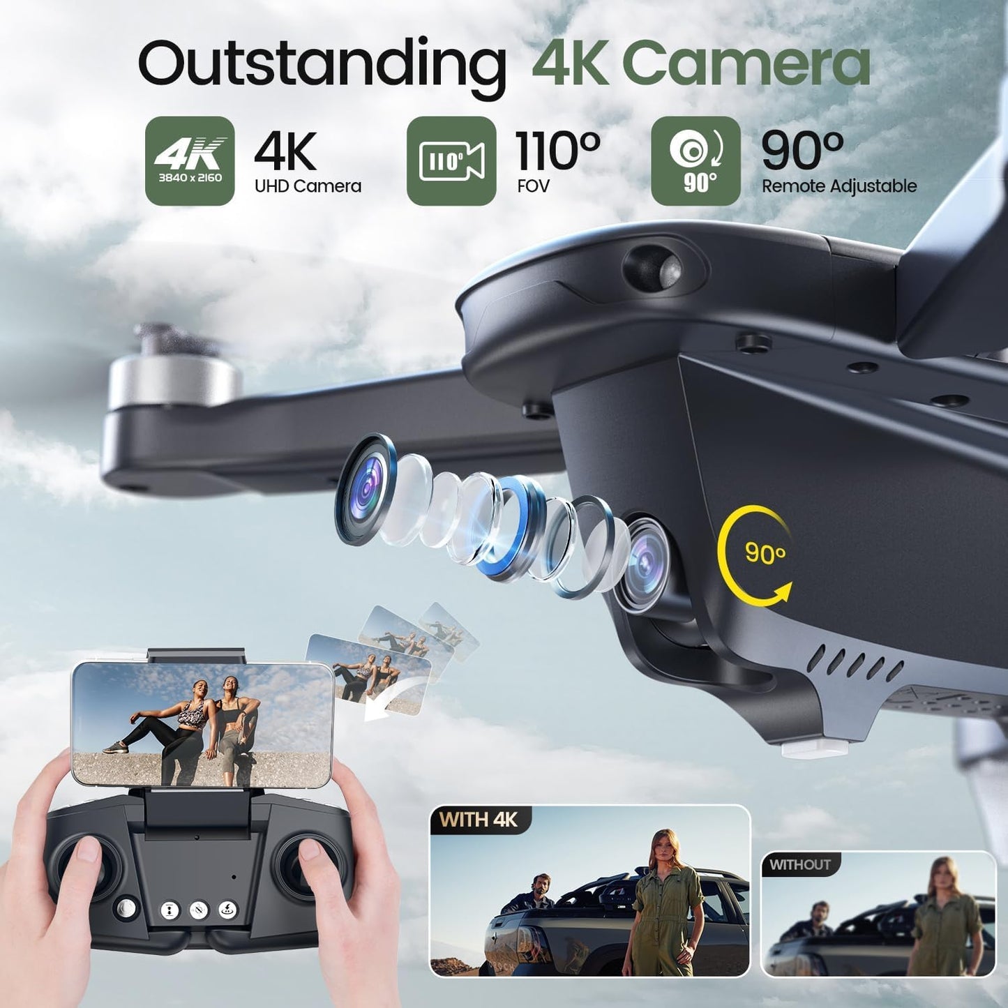 Holy Stone HS175D GPS Drone with 4K Camera for Adults, Under 249g, Foldable RC Quadcopter with Auto Return, 46 Mins Long Flight, Follow Me, Brushless Motor, Circle Fly, Waypoint Fly, Altitude Hold