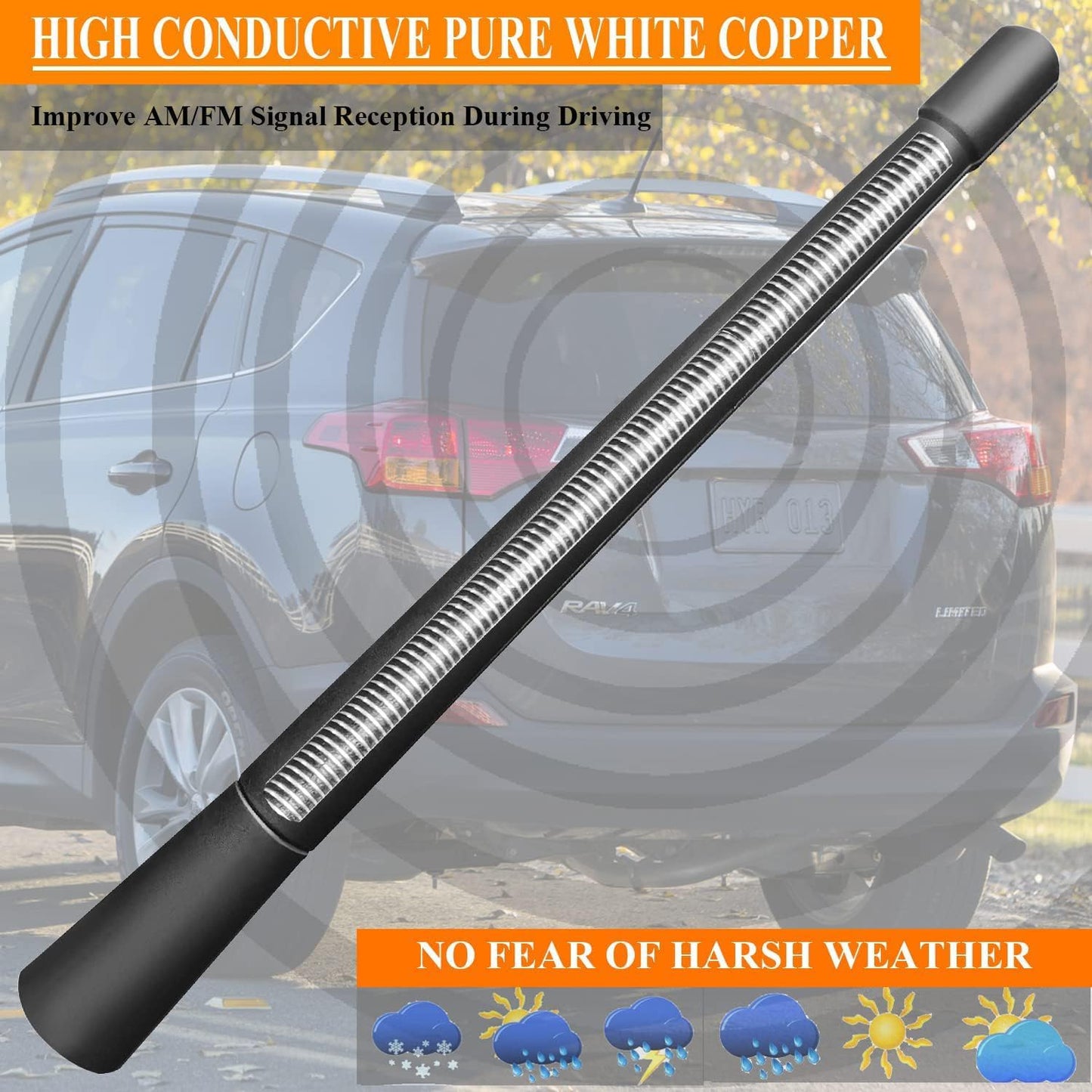 RooFox 7 Inch RAV4 (2009-2015), RAV4 Antenna Replacement Mast for Toyota Antenna