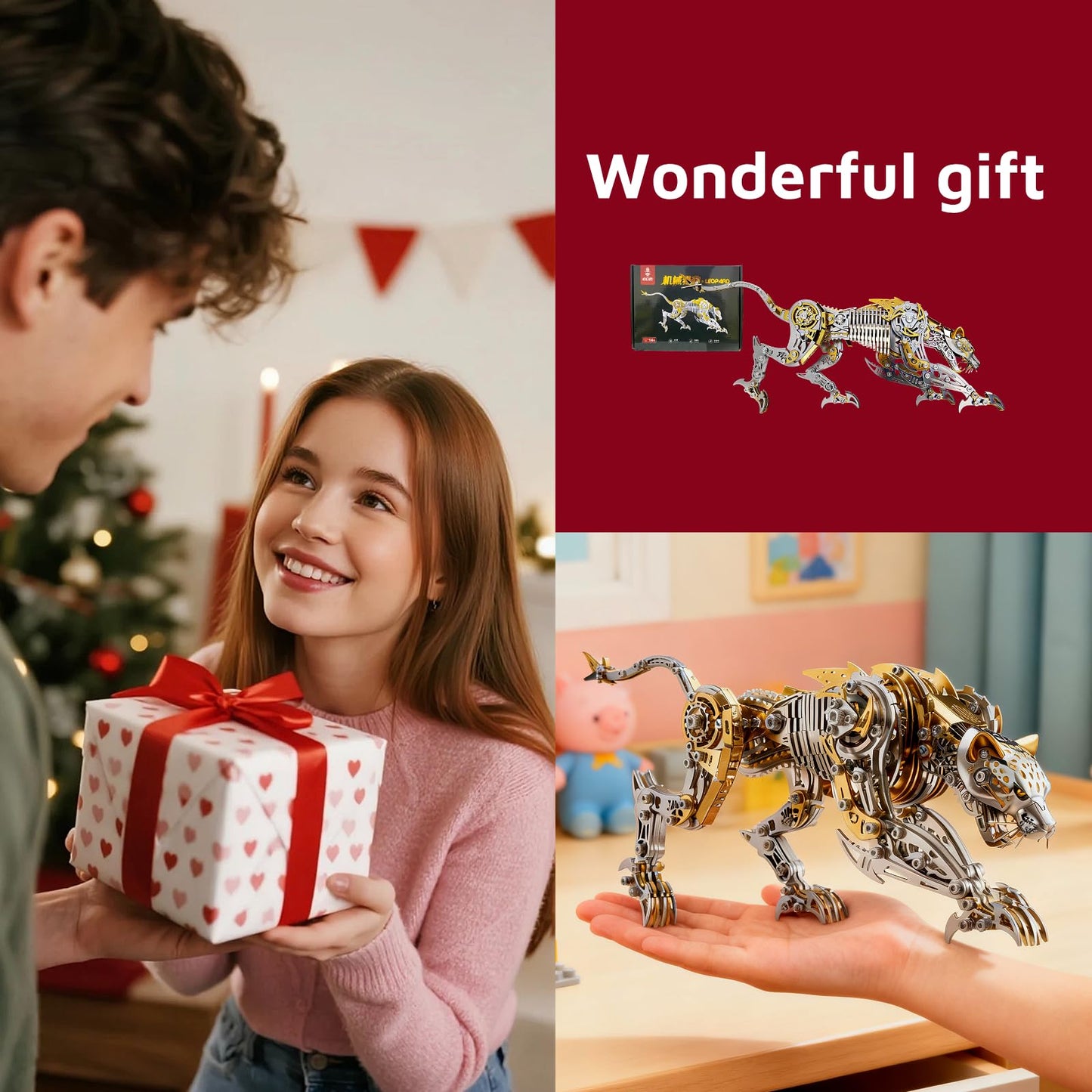 Leopard 3D Metal Model Kit for Adults and Teens, 3D Metal Puzzle, DIY Metal Building Kit, Challenging Assembly Model, Brain Teaser Challenge, Desktop Decor, Collectible Gift for Men