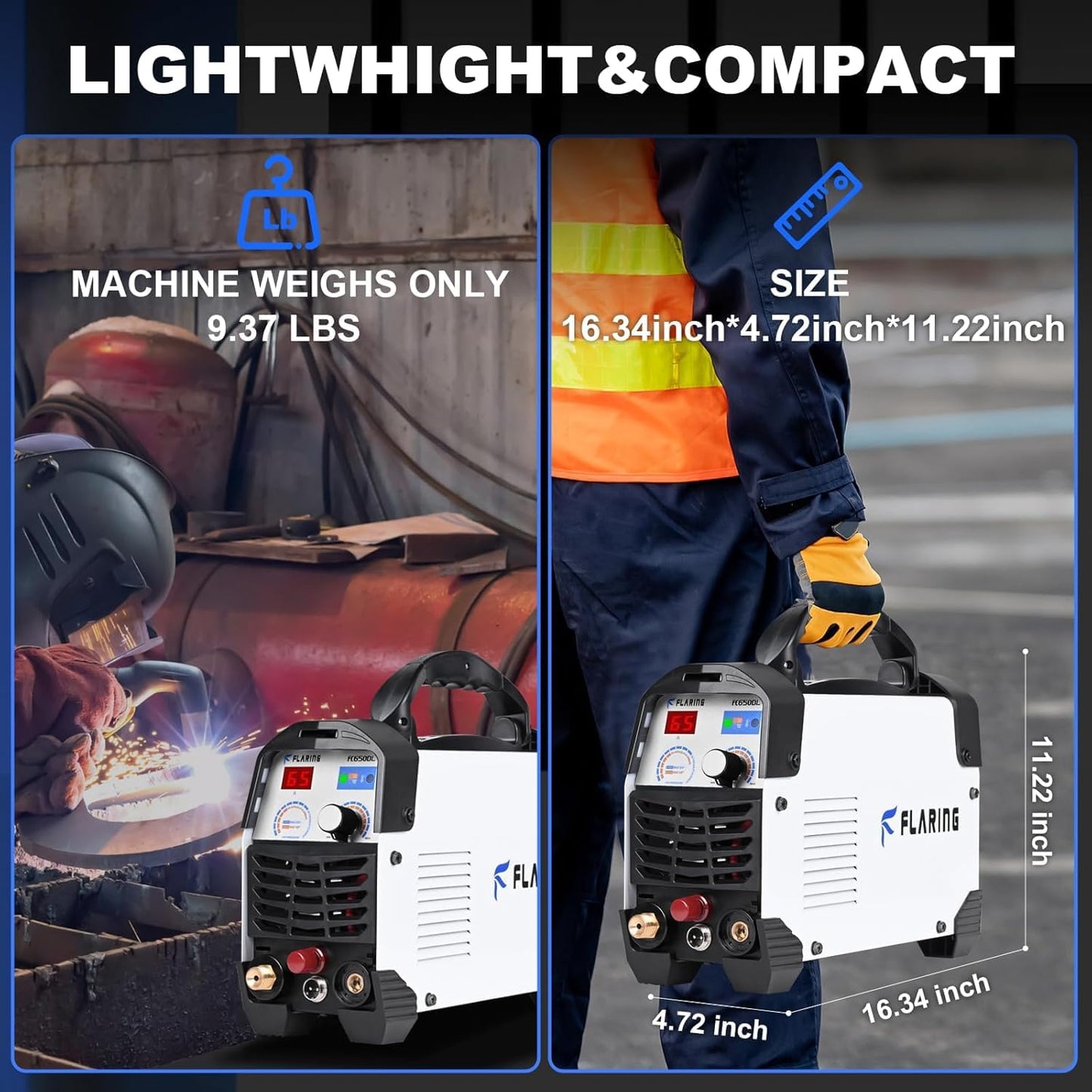 FLARING FC650DL Plasma Cutter 65 AMP Non Touch Pilot Arc Plasma Cutter Machine 120/240V Dual Voltage, High Frequency IGBT Inverter, 1/2"(12.7mm) Clean Cut 5/8"(16mm) Severance Cut with Consumable Set