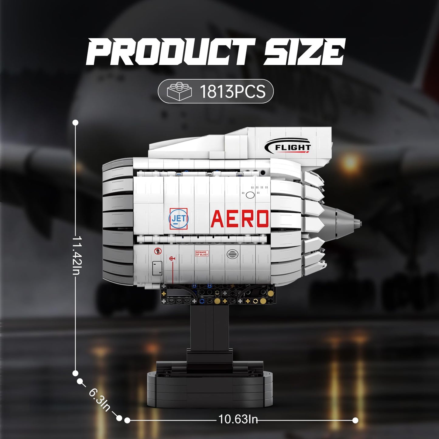Reobrix Aircraft Turbofan Engine Building Set for Adults, Aircraft Engine Model Kit that Runs 33019, STEM Mechanical Educational & Collectible Turbofan Engine Model with Motor, Creative Gifts for 14+