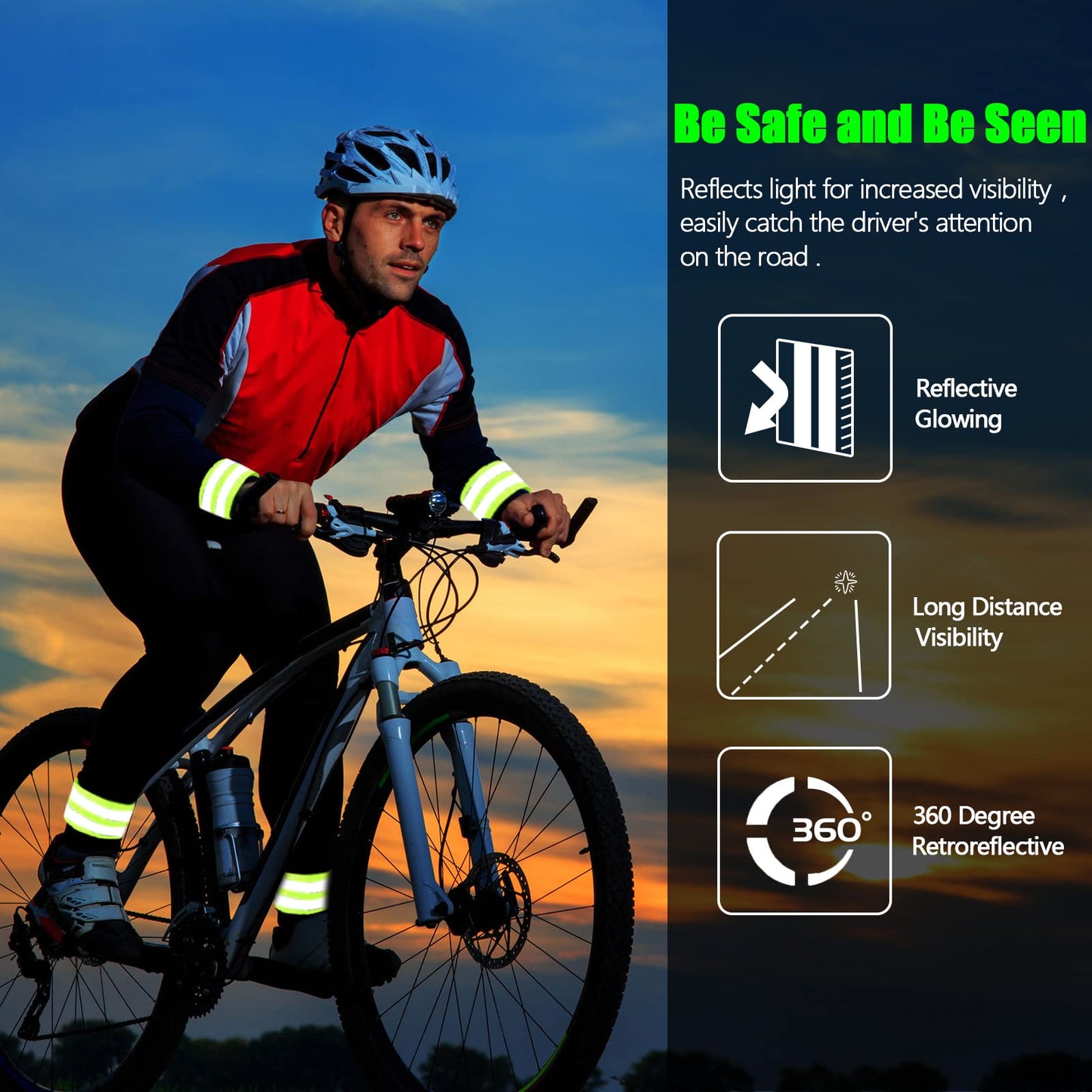 Saintrygo 6 Pcs Reflective Sash for Walking at Night Reflective Strap Arm Band High Visibility Belt Safety Ankle Strap for Visibility Vest Clothing Running Gear(Fluorescent Green)