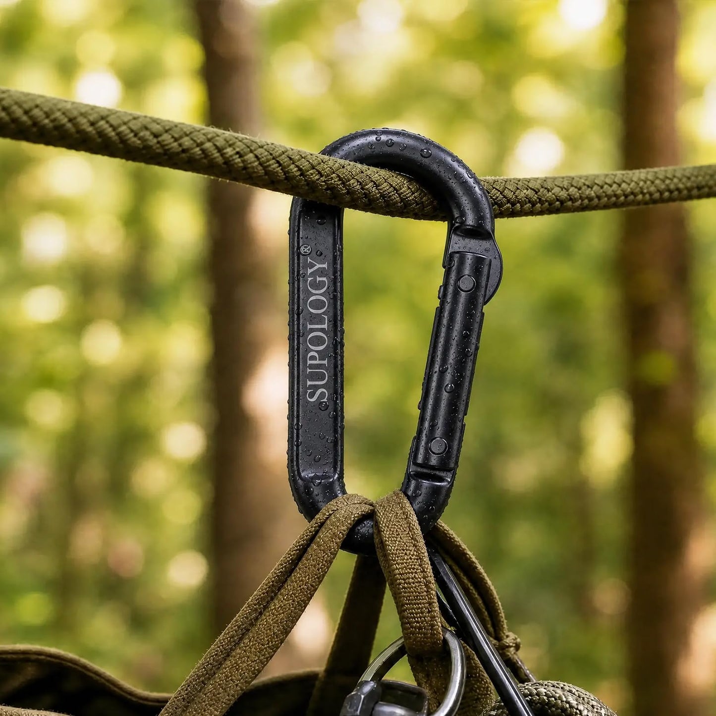 Carabiner Clips, 900 LBS 2.5" Iron Heavy Duty Caribeaners for Hammocks, Camping Accessories, Hiking and Gym, D Shaped Spring Hook Small Carabiners for Dog Leash, Key Ring (10PCS)