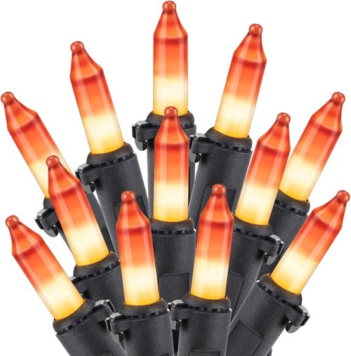 Minetom Halloween String Lights - 100-Count 25Ft. Waterproof Mini Candy Corn | Indoor & Outdoor Decor