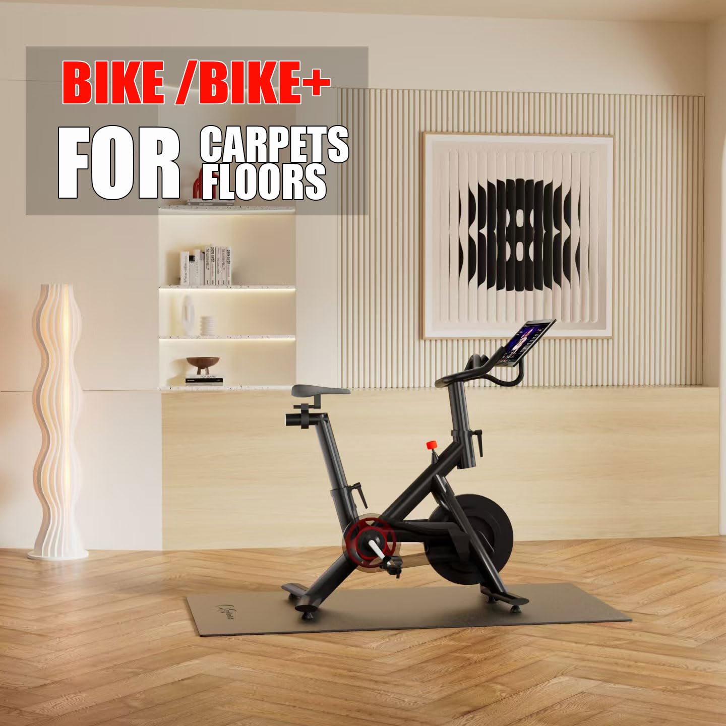 Cycleclub Exercise Bike Mat - 6mm Thick Under Bike Trainer Mat for Stationary Indoor Spin Bikes, Hardwood Floor Carpet - Black Gym Equipment Mat