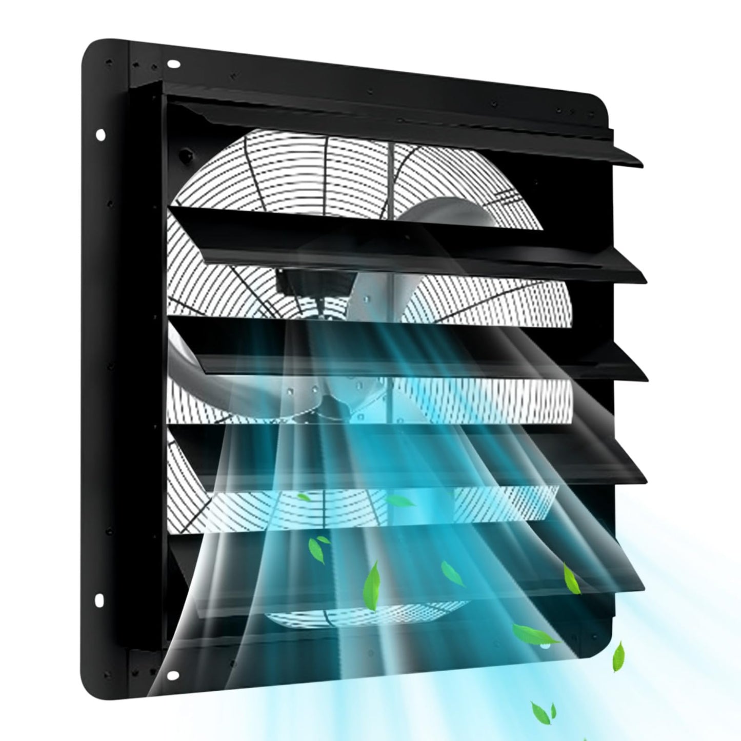 Garvee 24 In Shutter Exhaust Fan, Wall Mounted Shutter Exhaust Fan Aluminum, 3500 CFM High Speed Louvered Vent Fan with Automatic Shutter for Garage, Attic, Workshop, Greenhouse
