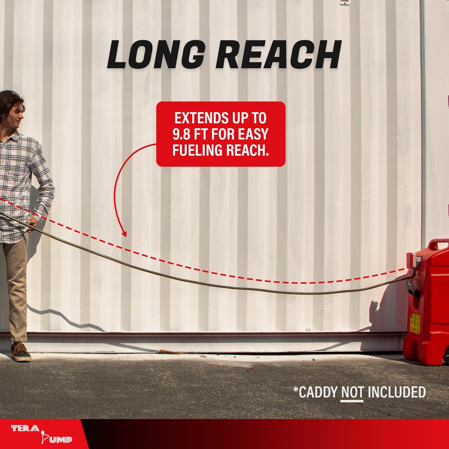 TERA PUMP Next Gen Automatic Gas Caddy Fuel Transfer Pump with Auto-Stop Sensor for Overfill protection, 2.6 GPM, 14-Gallon Gas Caddies, 3 Power Options, 9.8 ft Vinyl Hose (Caddy Not Included)