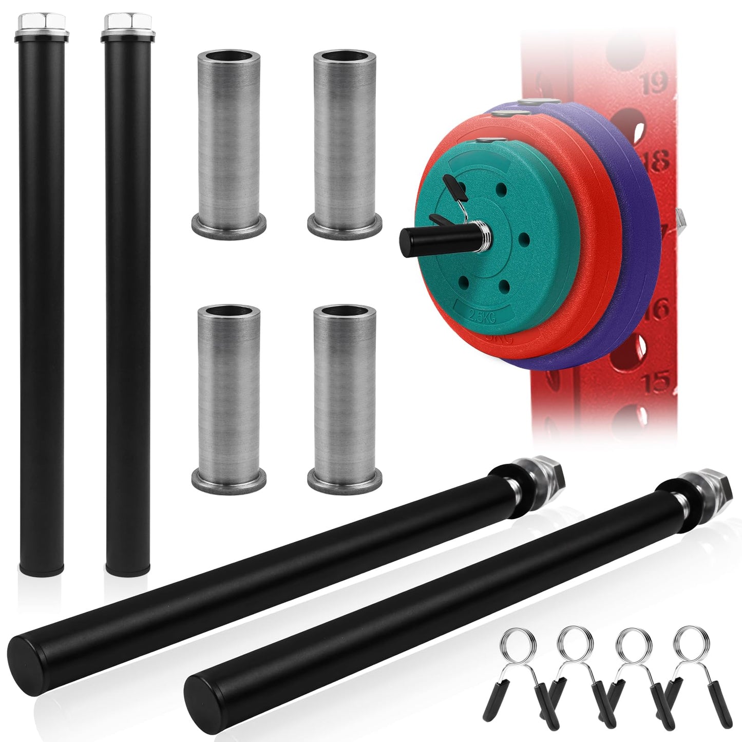 Weight Plate Holder for Power Rack Attachment, Squat Rack Weight Storage for 1 inch Olympic Weight,Compatoble with 2x2, 2x3, 3x3 Power Cage, Fit 1"and 5/8" Hole (3×3)