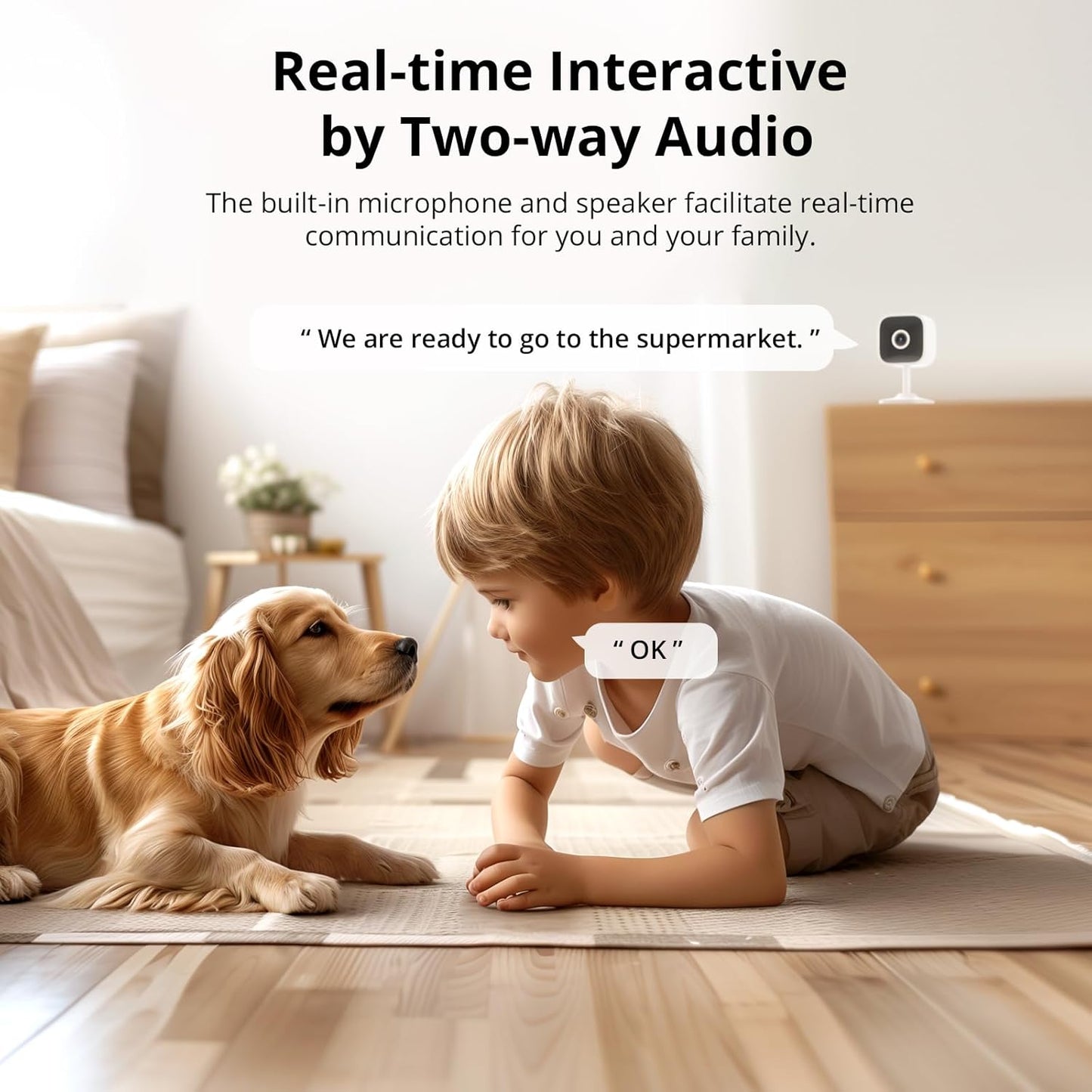 SONOFF CAM-S2 Smart Security Camera, Indoor HD Dog-Camera, Motion Detection for Baby and Pet Monitor