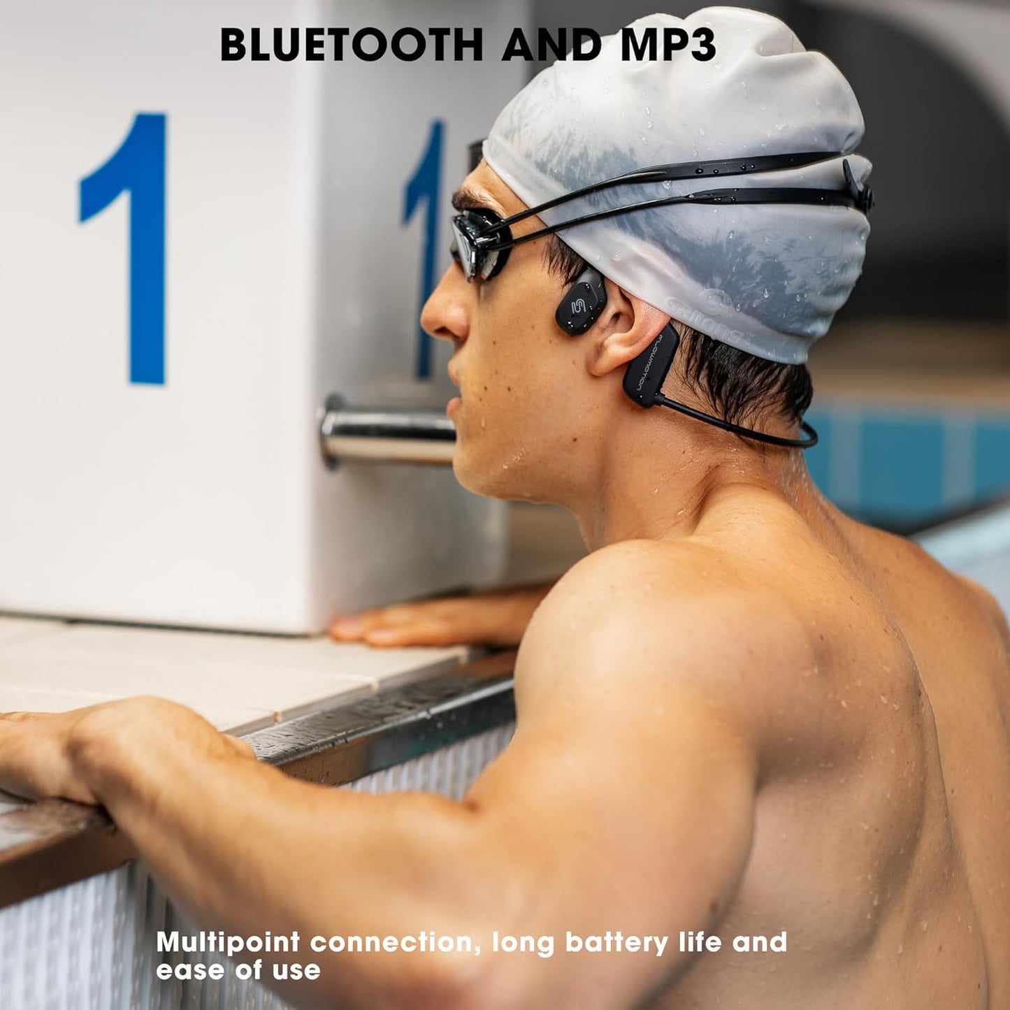 M1 Swimming 32GB MP3 IP68 Swimming, FlowMotion Open-Ear Headphones Bluetooth Bone Conduction Headphones, Player