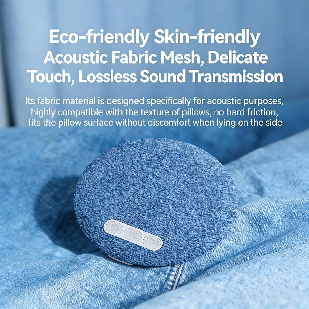 Generic 5.4 Bluetooth Pillow Speaker for Sleeping Ultra Slim Blue-Tooth Bedside Speaker for Side Sleepers with White