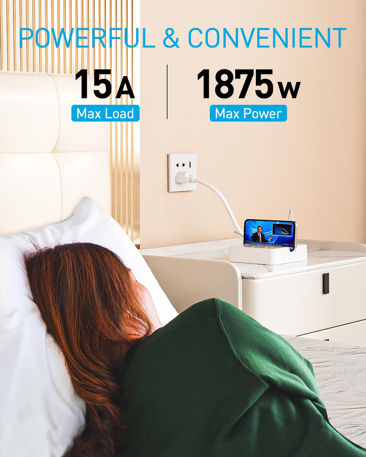 Syantek 3 3 15A/1875W 4ft Remote Control Power Strip with RF Controlled Outlets Surge Protector Power Strip with USB