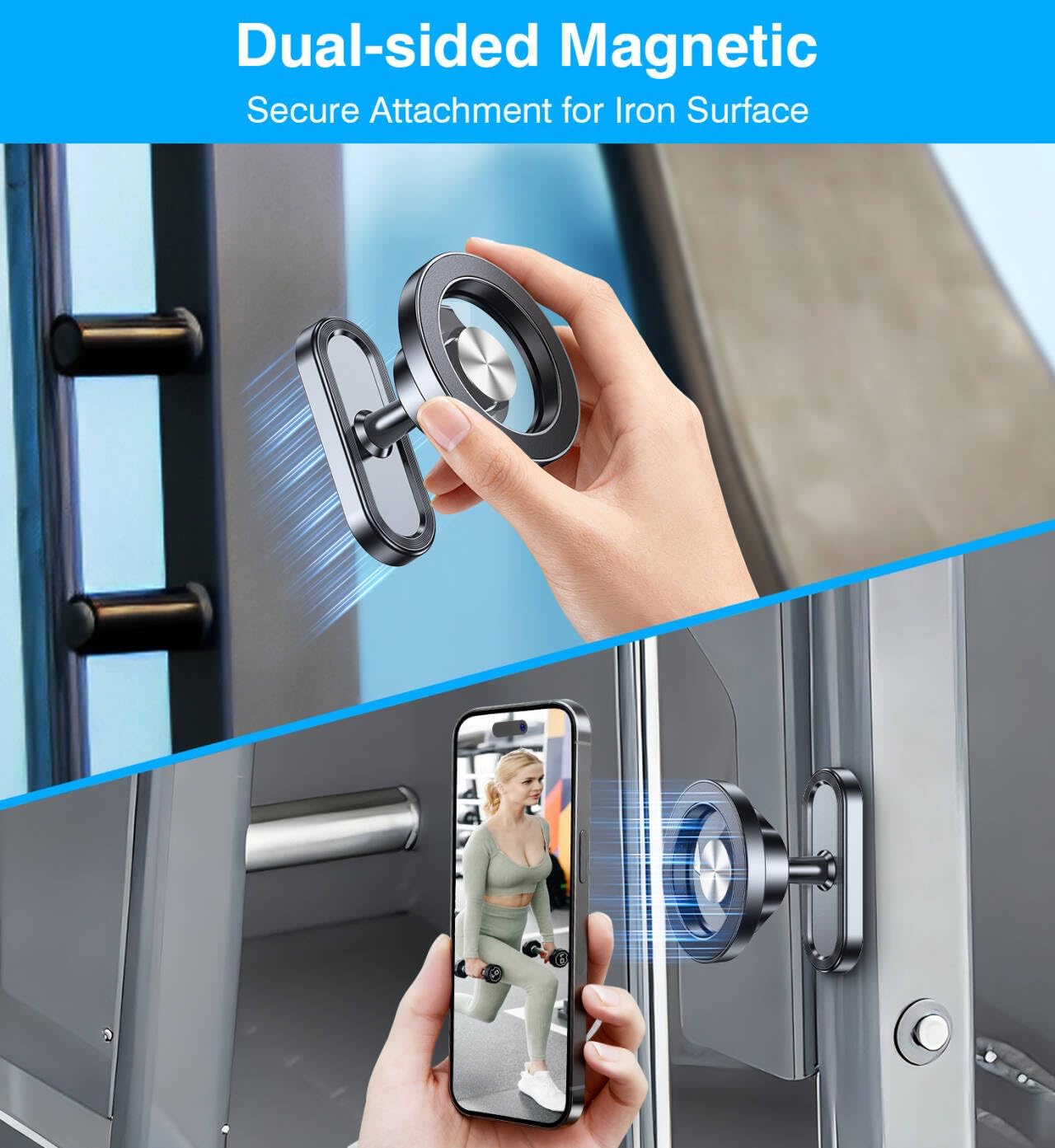 17 16 15 14 13 Coolpow Dual Magnetic Phone Holder for Gym Mag Safe Phone HolderStrong Magnet Gym Phone Holder Camera