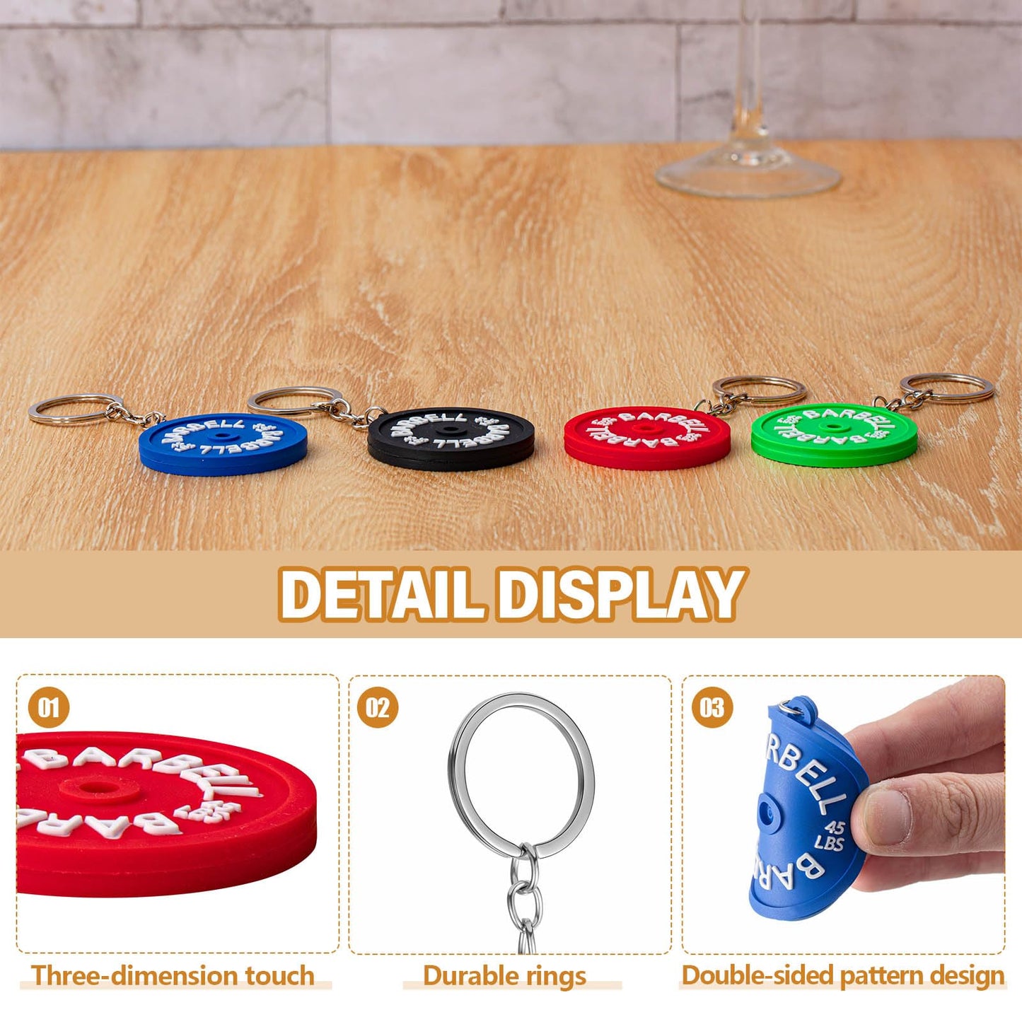 Tondiamo 12/24 Pcs Gym Keychain, Barbell Dumbbell Keychain, Workout Fitness Gifts for Gym Lover, Charm Gift for Women Men Bag