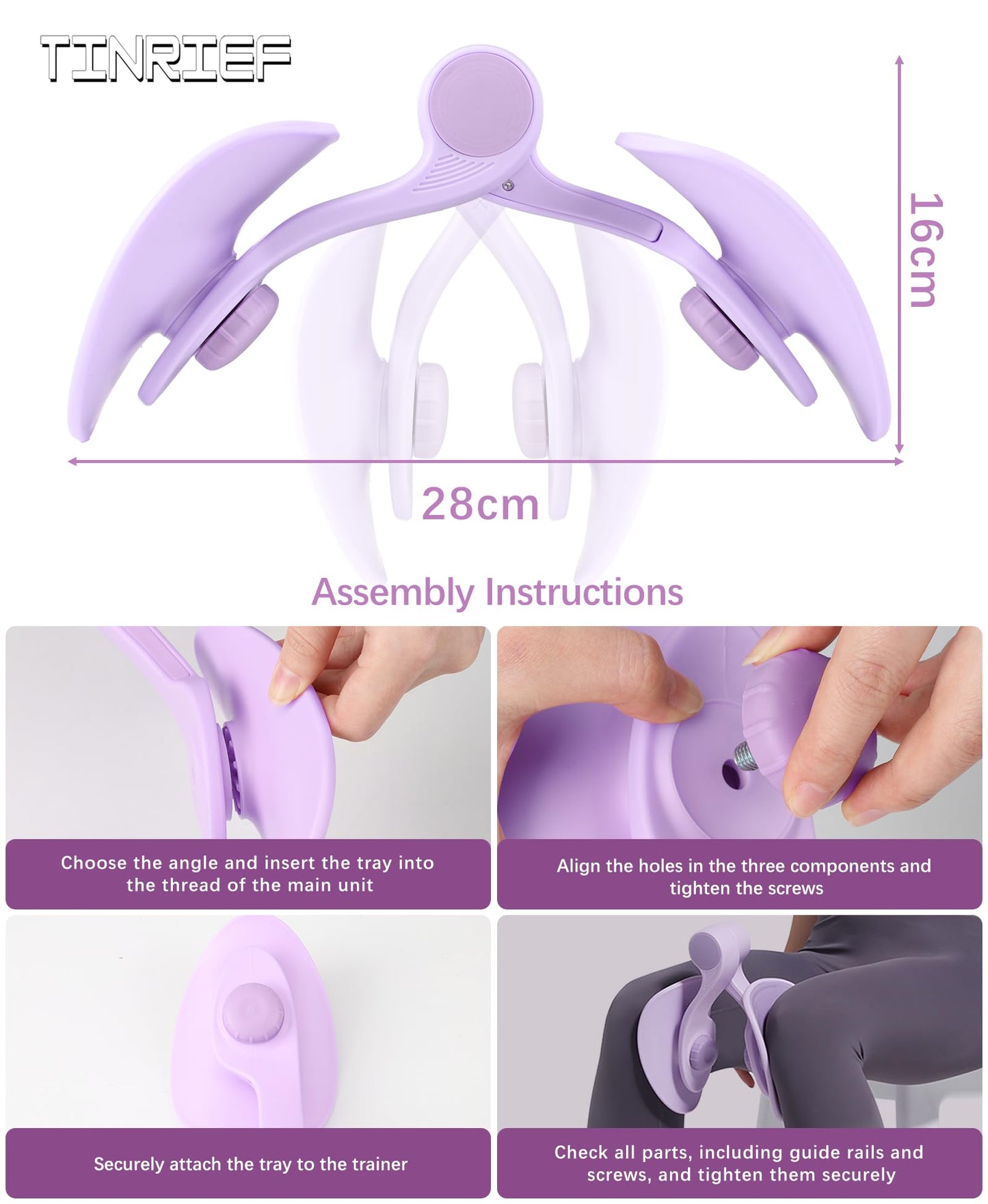 Tinrief 35 LB Thigh Exerciser Kegel Exerciser, Pelvic Floor Trainer, Kegel Trainer for Postpartum Rehabilitation, Trimmer Inner Thigh, Thigh Toner Workout (35LB Purple)