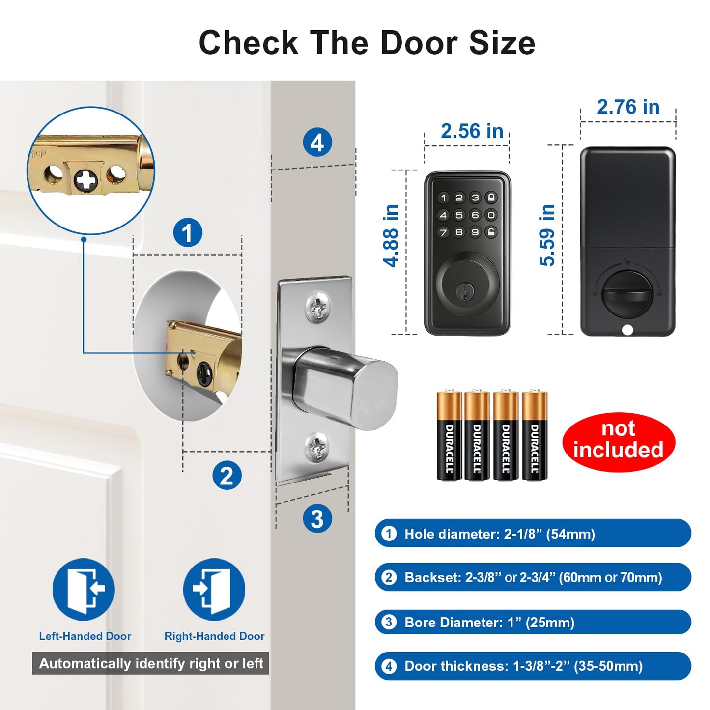 Mlinlccko Digital Passwords Lock an-ti Peeping PIN Passcodes Keyless Entry Door Locks for Security Smart Deadbolt Metal Automatically Time Delay Locking Low Battery Alert