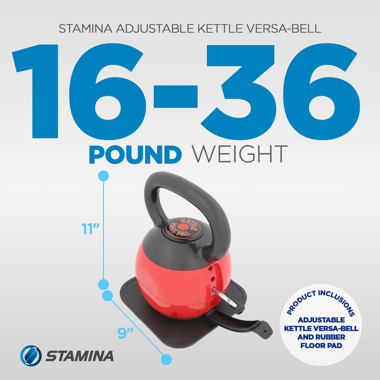 Stamina X Kettle Versa-Bell - 36 lbs Strength Training Kettlebell - Adjustable Kettlebell Weights with Smart Workout App - Kettlebell Weights for Home Workout