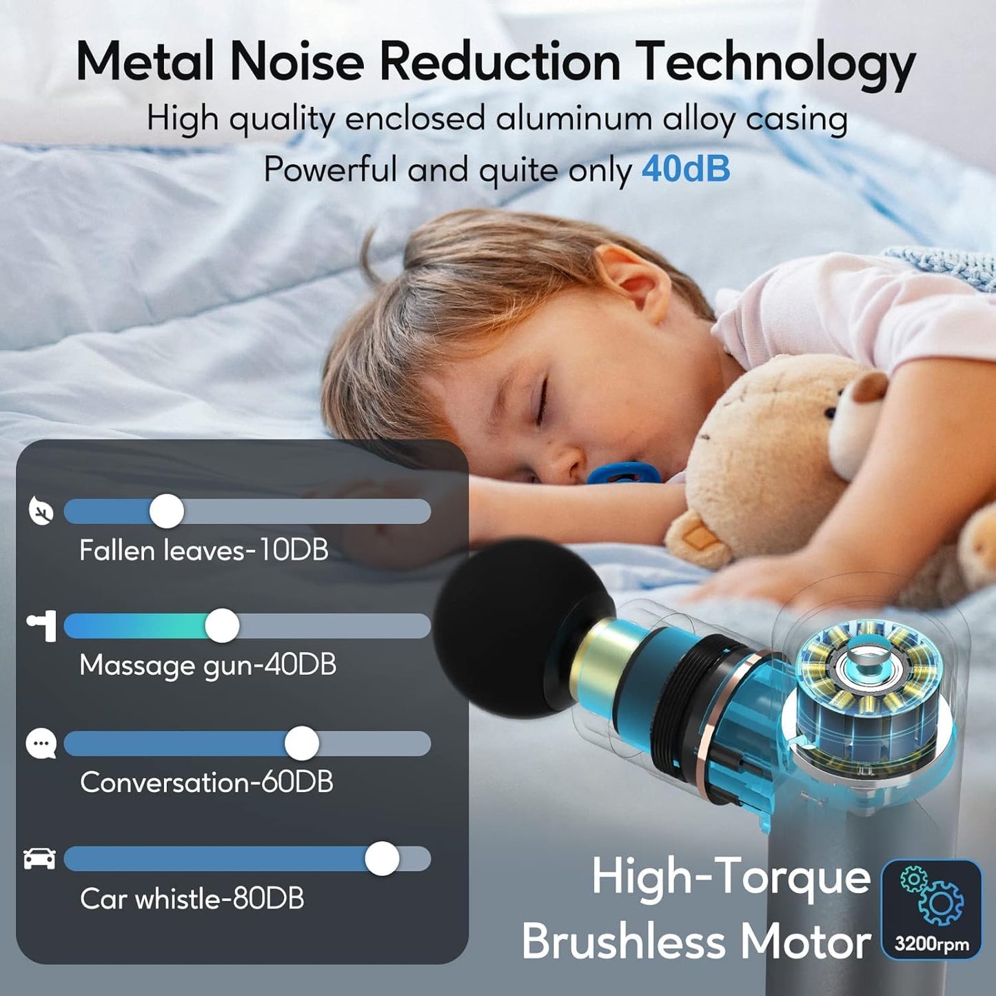 arboleaf Massage Gun Deep Tissue, Balance of Power & Portability Full-Metal Percussion Massager with Silent Brushless Motor - Ultra-Quiet Pocket-Sized for Athletes Back Pain Relief Home Office Travel