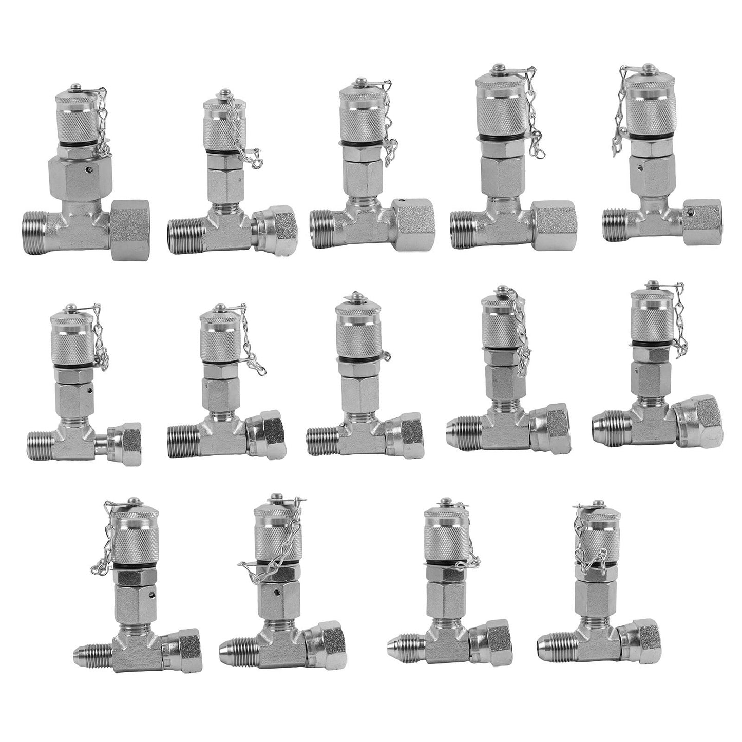 SINOCMP 14Pcs Tee Fittings Hydrulic Presure Test Connector Set Coupling, Hydraulic Test Fittings for Construction Machinery Excavator