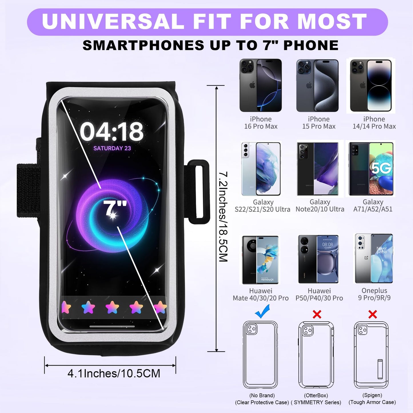 Kebrela Running Armband for Phone, Adjustable Reflective Sports Wristband & Forearm Band for iPhone 17/16/15/14/13 Pro Max Samsung Galaxy S23/S22, up to 7", Secure Fitness Phone Holder for Men Women