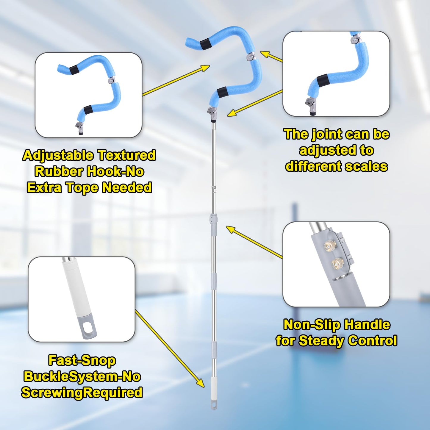 Cagaloi Volleyball Training System, Retractable Height 63-78 Inch, Spike Trainer with Hook - Lightweight for Serving, Spiking & Jump Practice, Real Ball Feel for All Skill Levels - （No Ball Included）