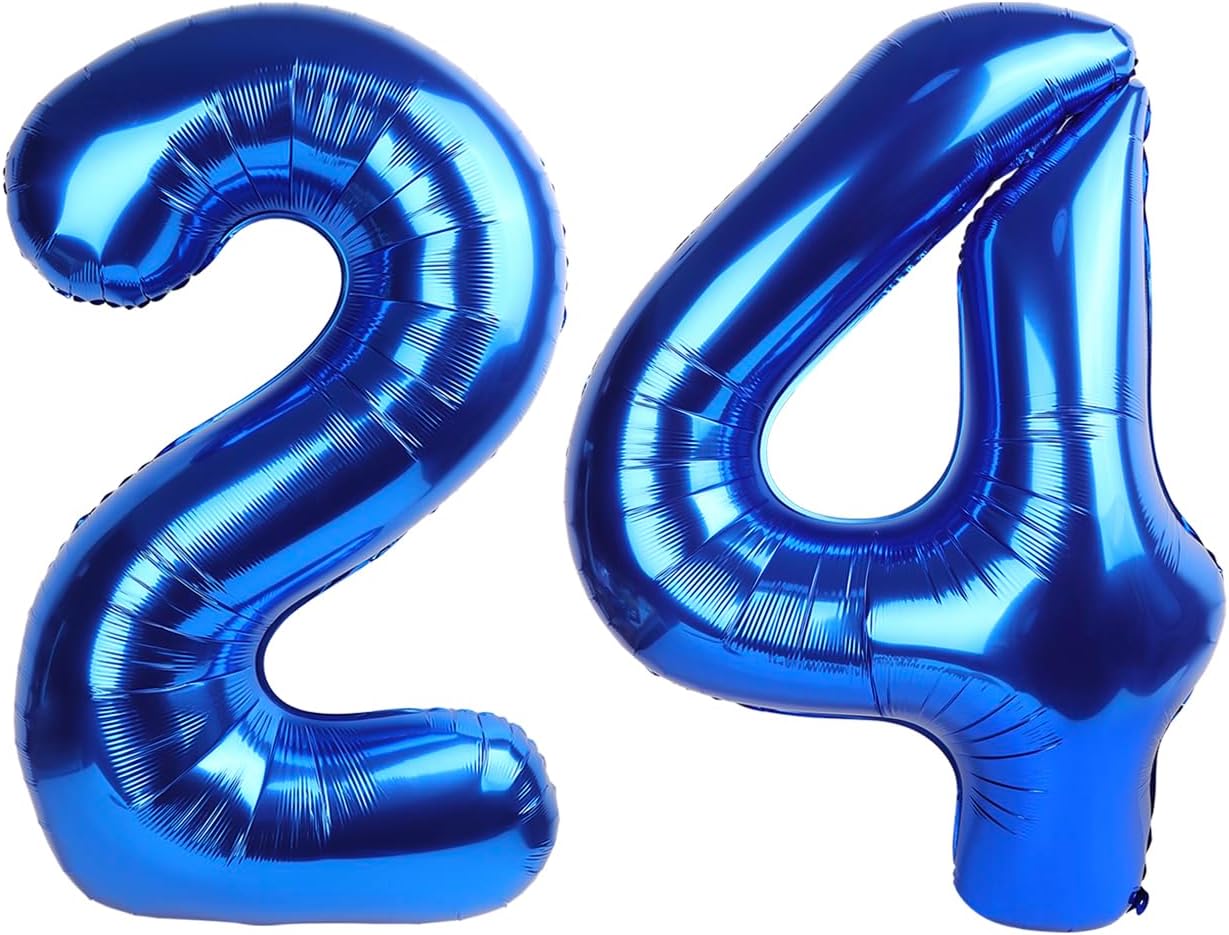 Number 24 Balloon by [Brand Name] - 40-Inch Navy Blue Birthday Decoration for 24th Celebration