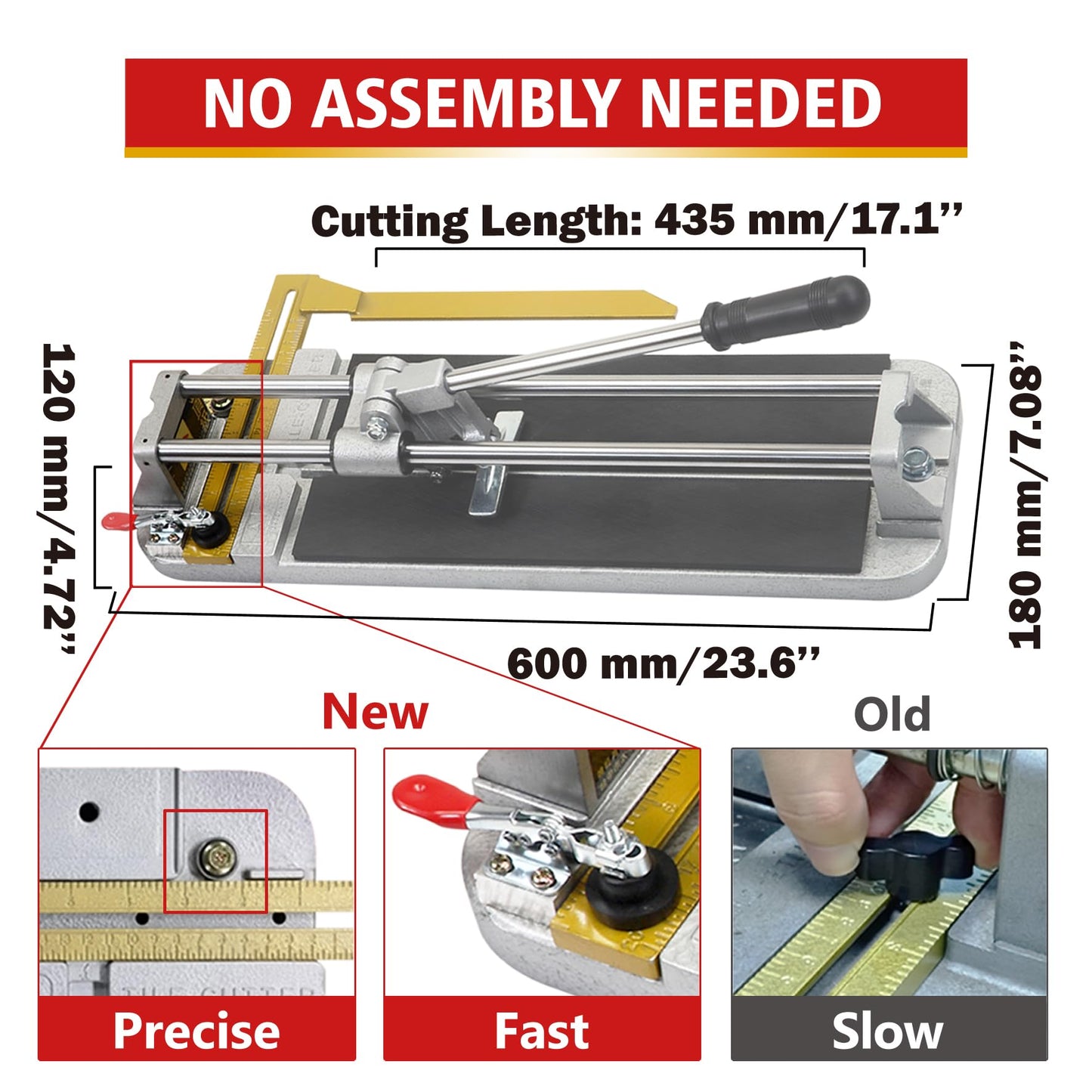 Jin Tool Professional Tile Cutter - 15" (435mm),Taiwan's Top 1 Pro Tile Cutter Brand,Strong Base, Precision Tungsten Carbide Cutting Wheel - Ideal for Porcelain Tiles in Precision Cutting Industry"