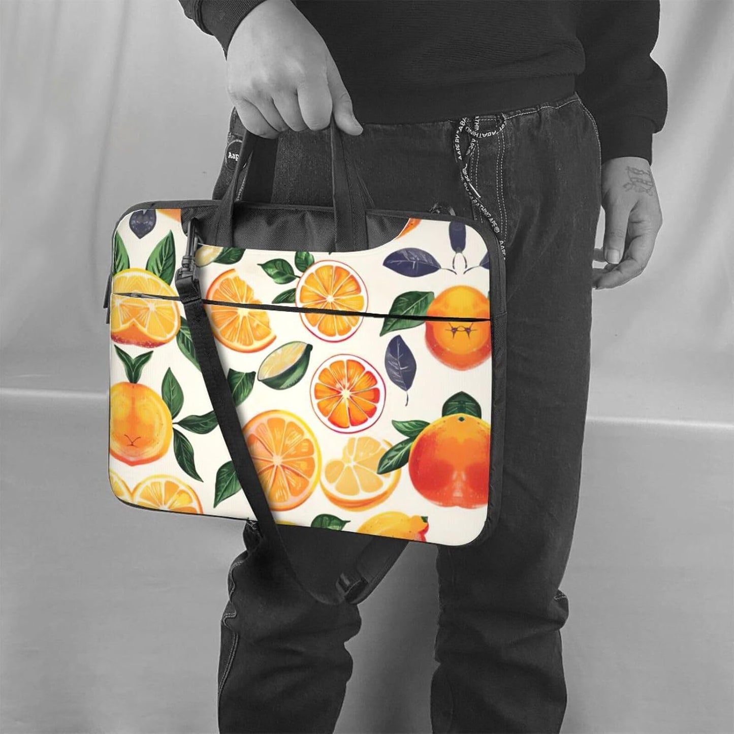 JIPOFD citrus fruit pattern Print Structured Laptop Bag Oxford Cloth Briefcase Padded Shoulder Case with Front Pockets